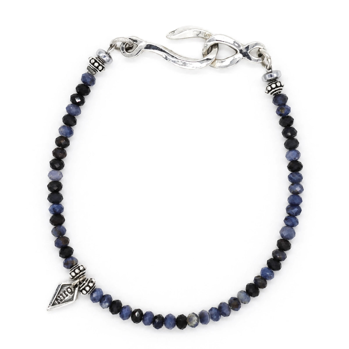 Bracelet haut de gamme homme en saphir bleu naturel et argent 925 - bijou artisanal fabriqué en France - OJIN