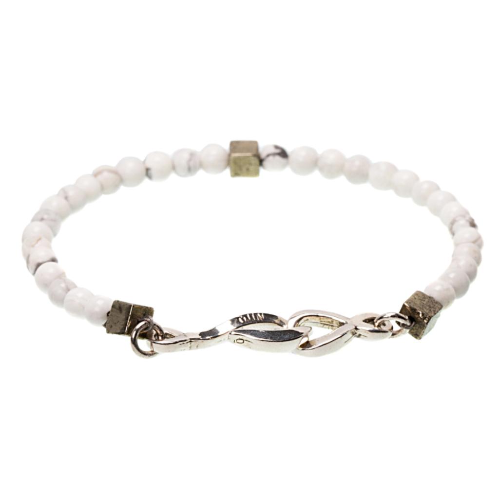 Bracelet howlite créateur et fermoir argent ÕJIN by Léo