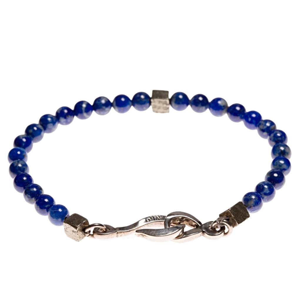 Bracelet lapis-lazuli créateur et fermoir argent homme ÕJIN by Léo