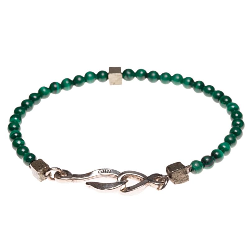 Bracelet malachite créateur et fermoir argent ÕJIN by Léo