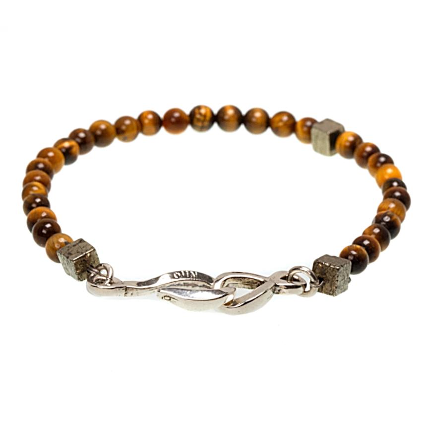 Bracelet œil de tigre créateur et fermoir argent ÕJIN by Léo