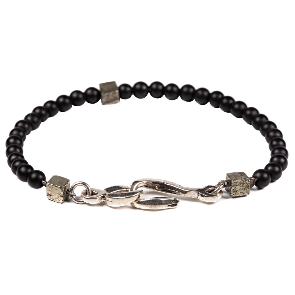 Bracelet onyx créateur et fermoir argent ÕJIN by Léo