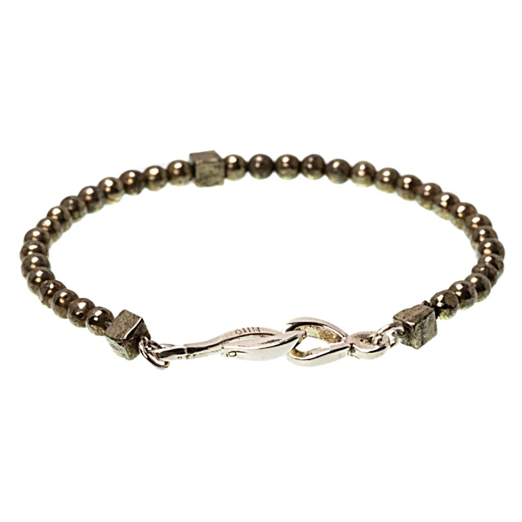 Bracelet pyrite créateur et fermoir argent ÕJIN by Léo