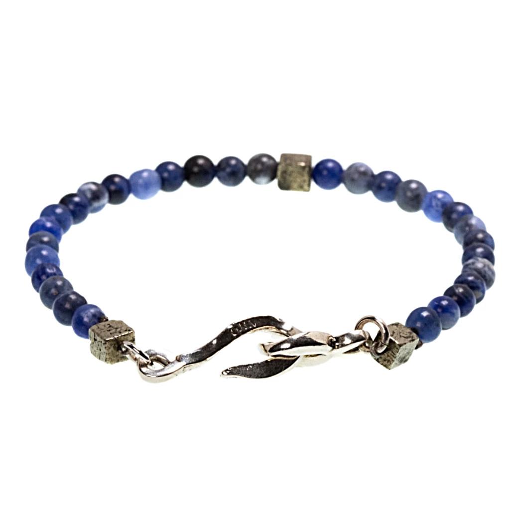 Bracelet sodalite créateur et fermoir argent ÕJIN by Léo