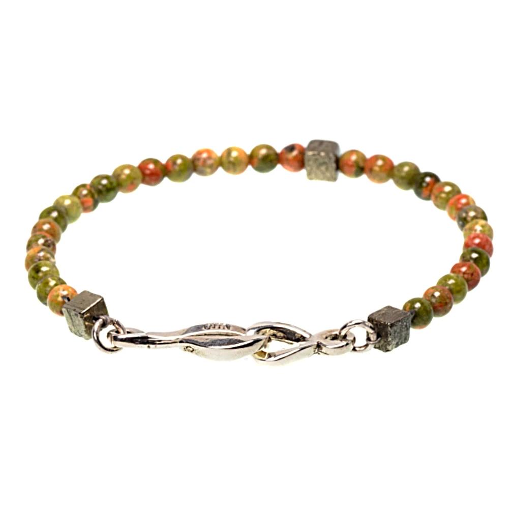 Bracelet unakite créateur et fermoir argent ÕJIN by Léo