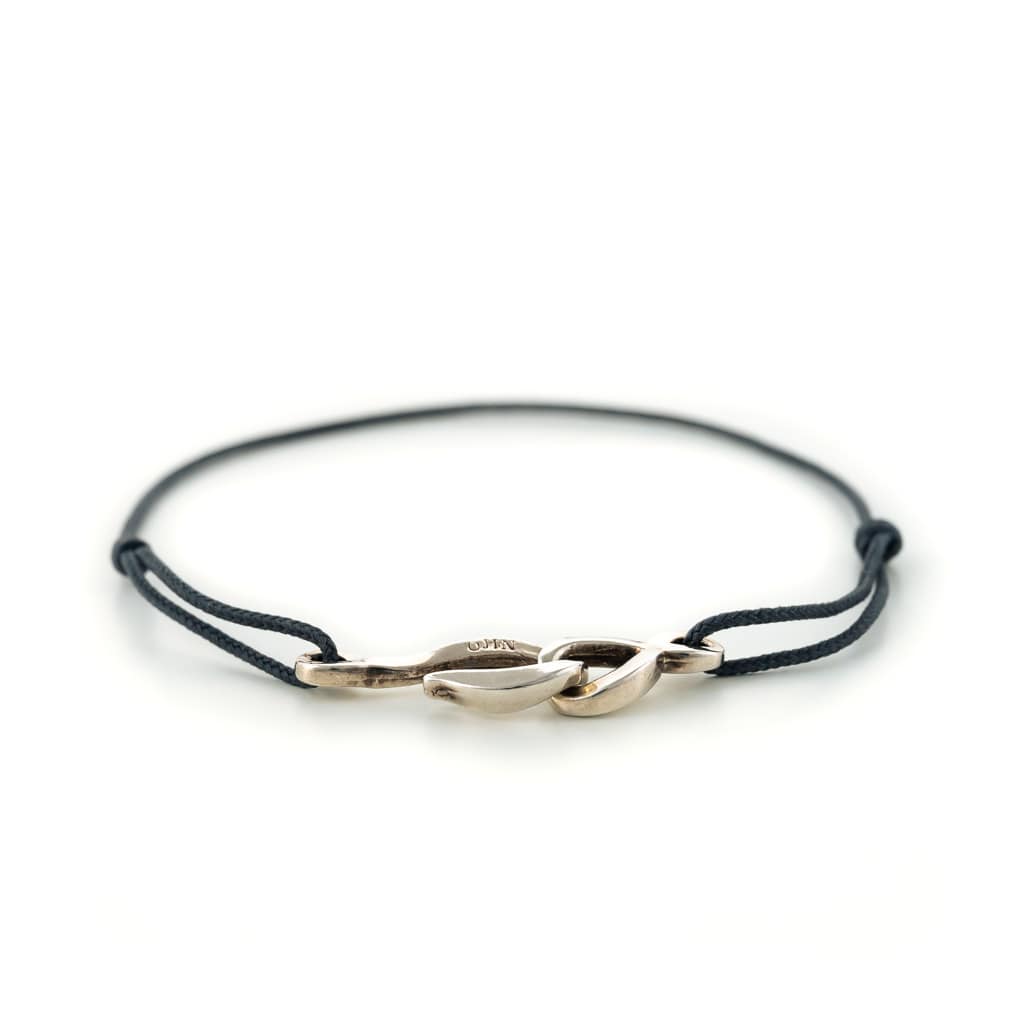 Bracelet cordon gris anthracite et fermoir argent
