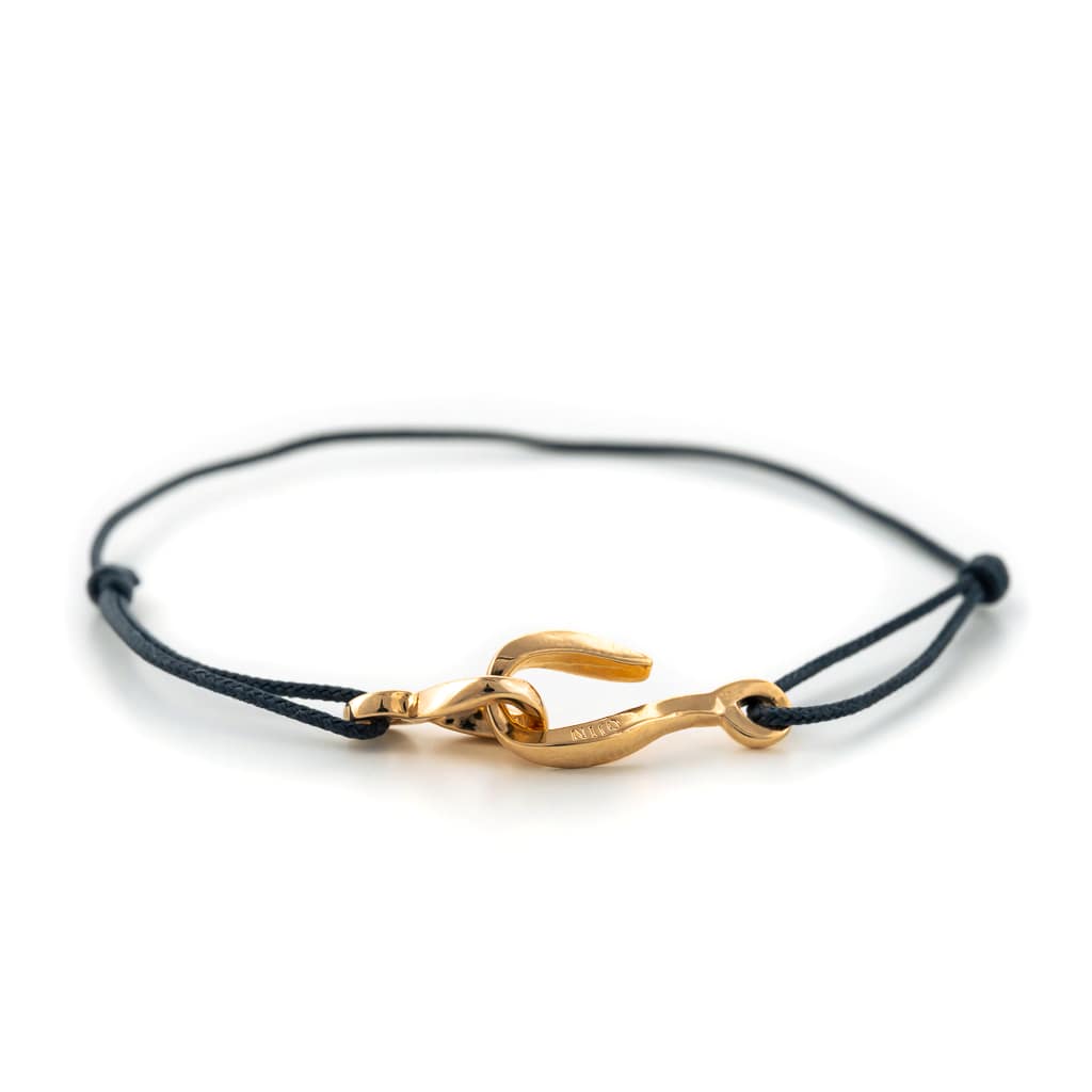 Bracelet cordon gris anthracite et fermoir or