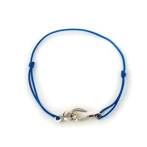 Bracelet cordon homme bleu et argent