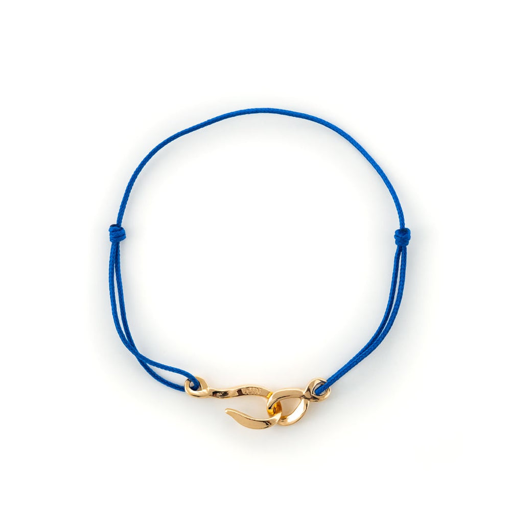 Bracelet cordon homme bleu et or