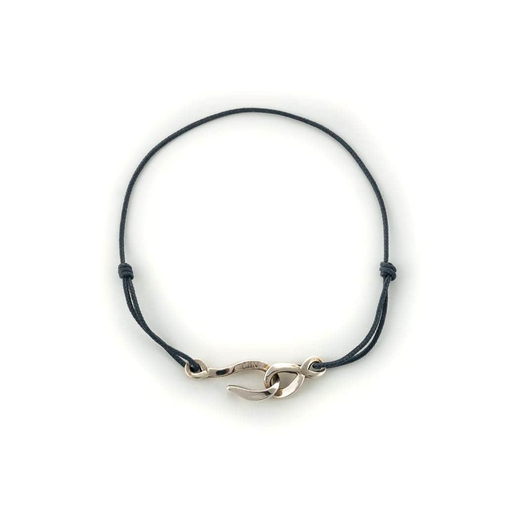 Bracelet cordon homme gris anthracite et argent