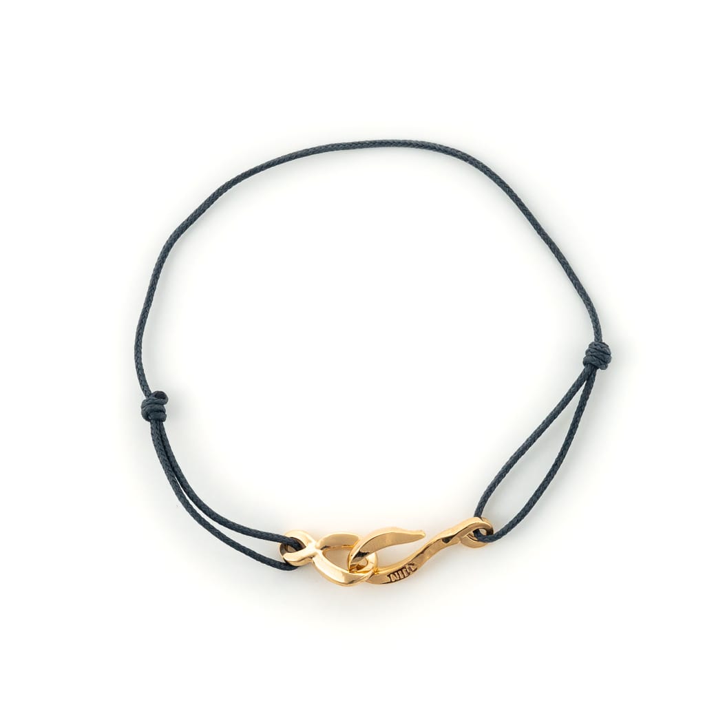 Bracelet cordon homme gris anthracite et or