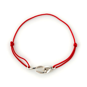 Bracelet cordon femme rouge et argent
