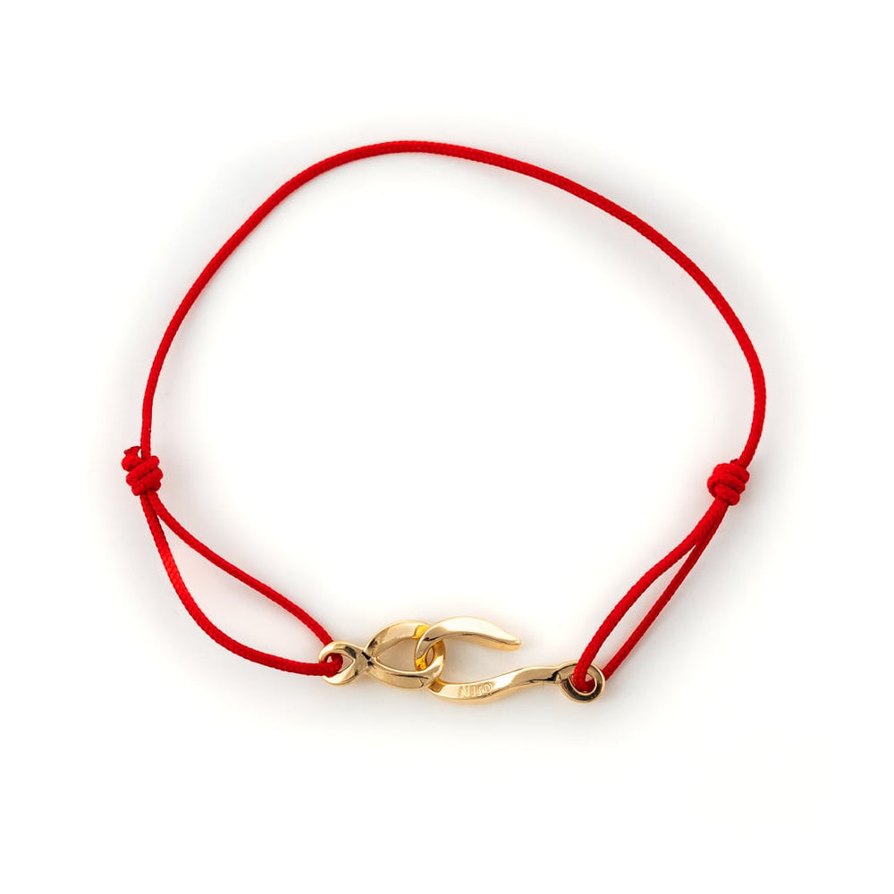 Bracelet cordon homme rouge et or