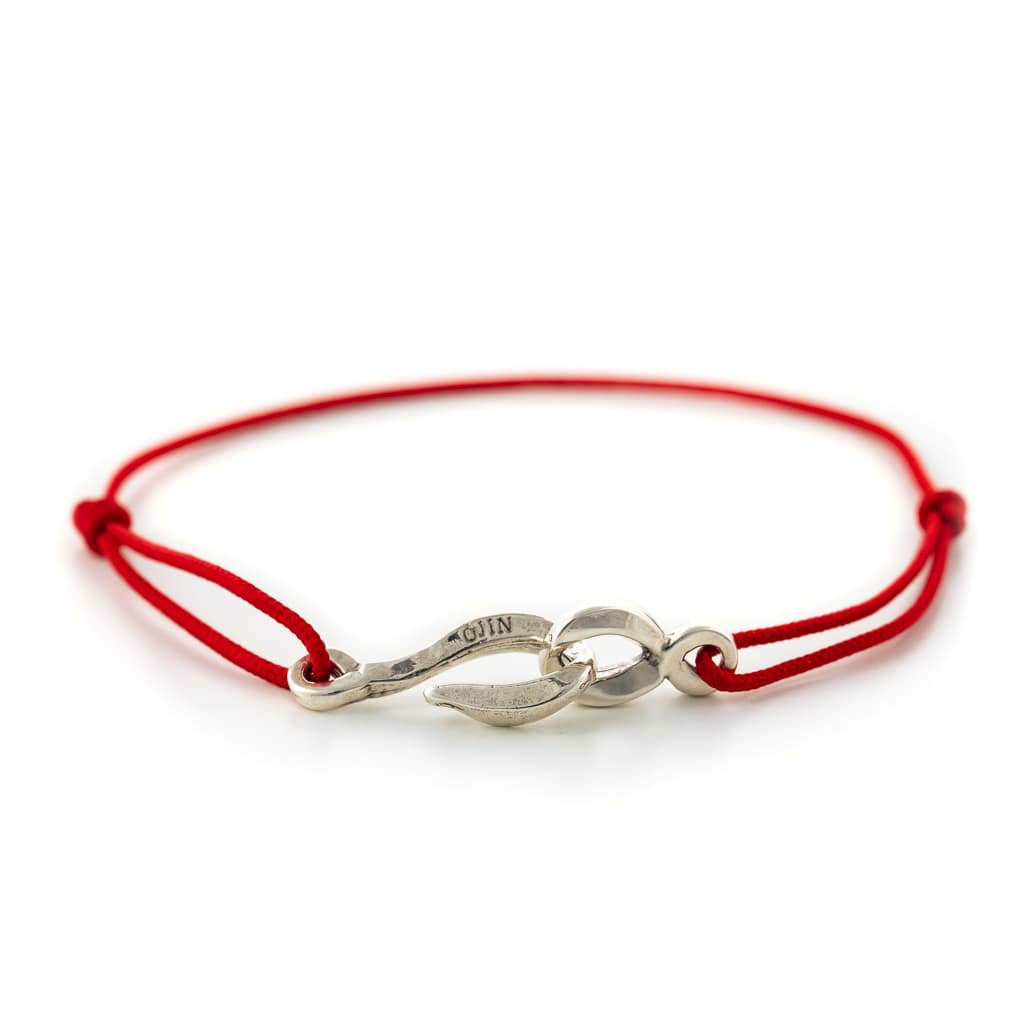 Bracelet cordon rouge et fermoir argent