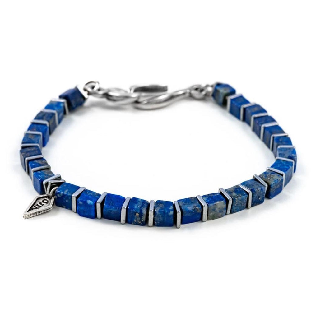 Bracelet créateur cube lapis-lazuli et fermoir argent Umi ÕJIN by Léo