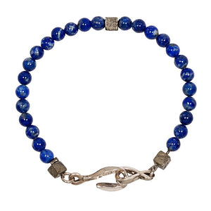 Bracelet créateur pierre fine lapis-lazuli bleu et fermoir argent homme ÕJIN by Léo