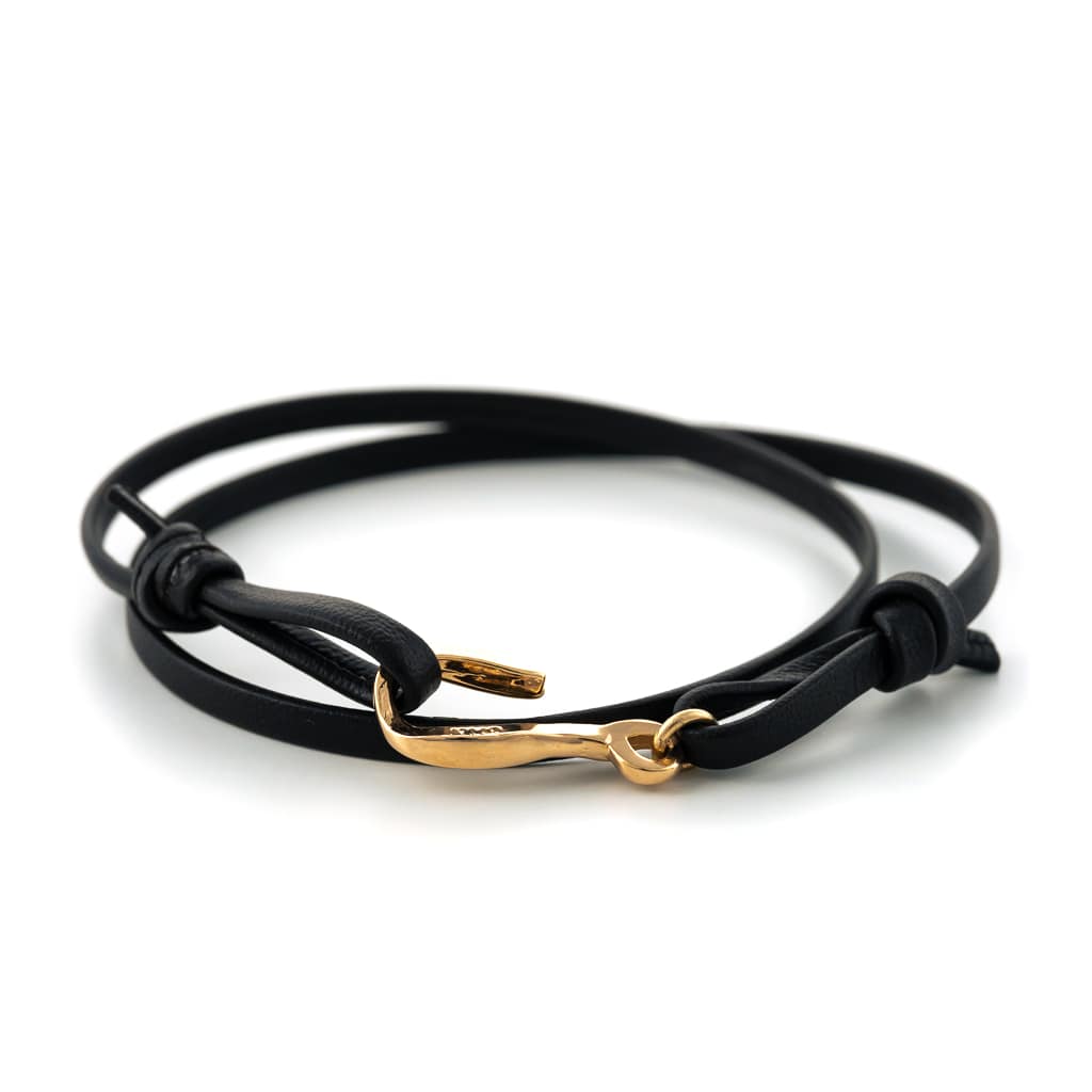bracelet cuir double tour et or créateur