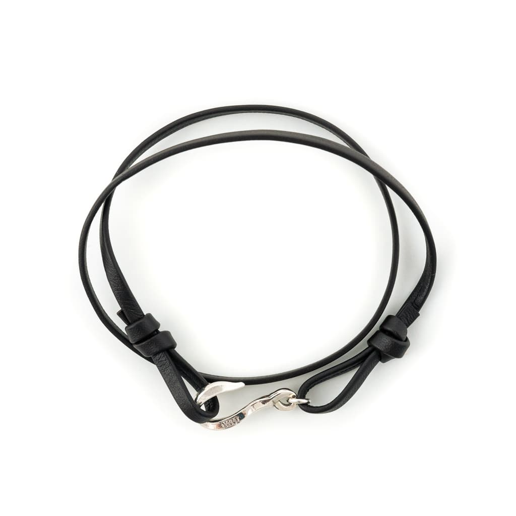 bracelet double tour cuir de vachette et argent