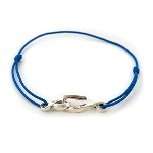 Bracelet cordon femme bleu et argent