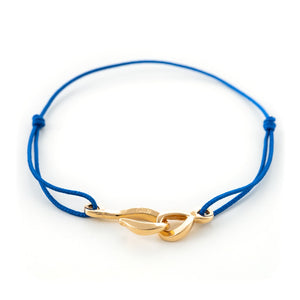 Bracelet cordon femme bleu et or