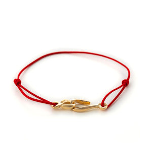 Bracelet cordon femme rouge et argent