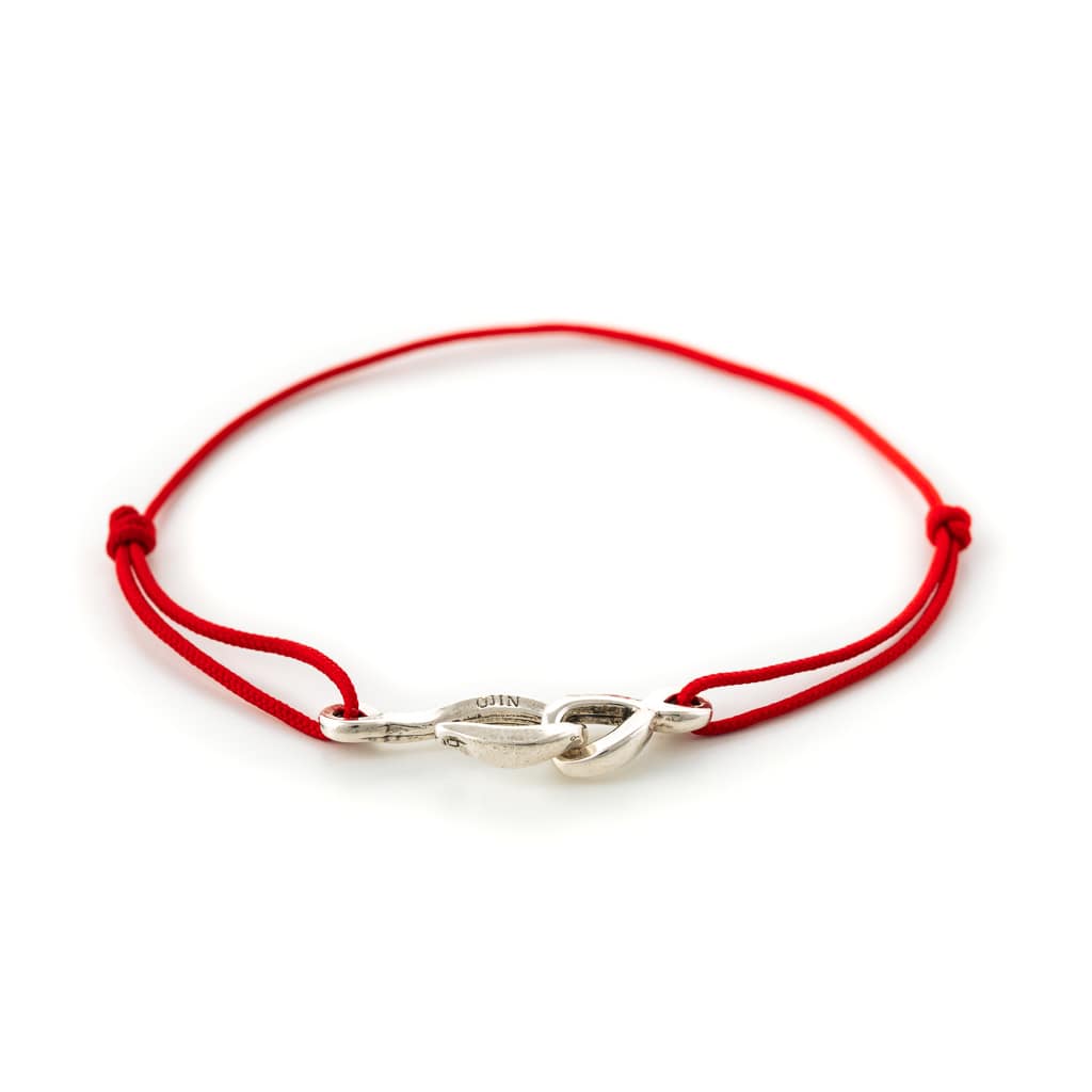 Bracelet cordon homme rouge et argent