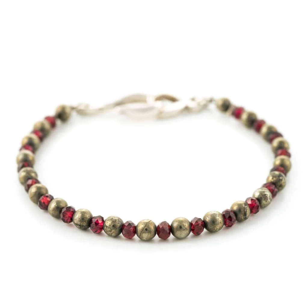 Bracelet grenat rouge et argent créateur