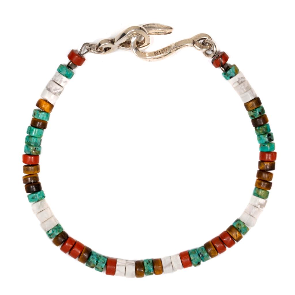 Bracelet Heishi Mix mélange de pierres fines et fermoir argent ÕJIN by Léo