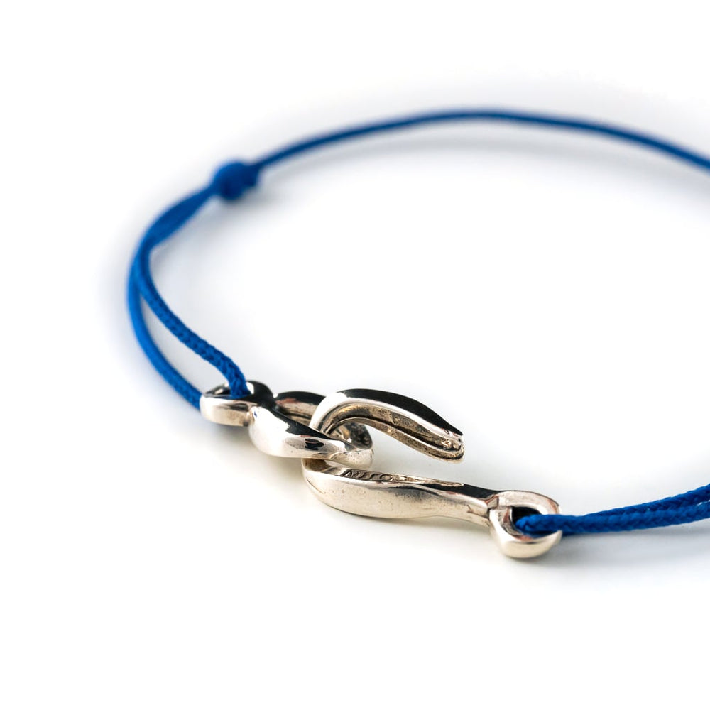 Bracelet cordon homme luxe bleu et argent
