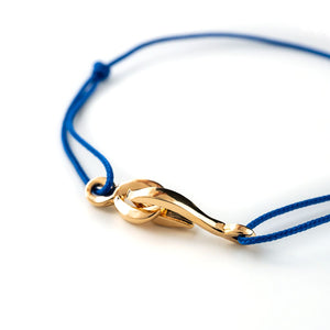 Bracelet cordon homme luxe bleu et or