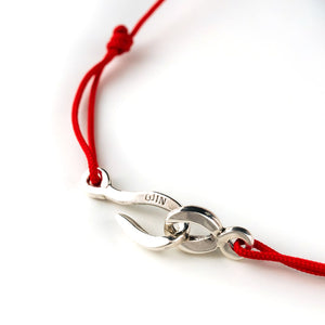 Bracelet cordon homme luxe rouge et argent