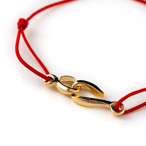 Bracelet cordon homme luxe rouge et or