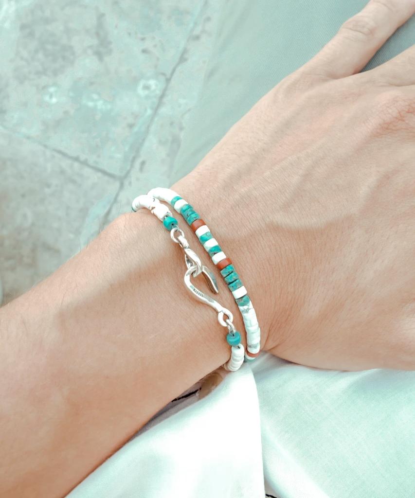 Bracelet perles heishi créateur et argent Midori ÕJIN by Léo