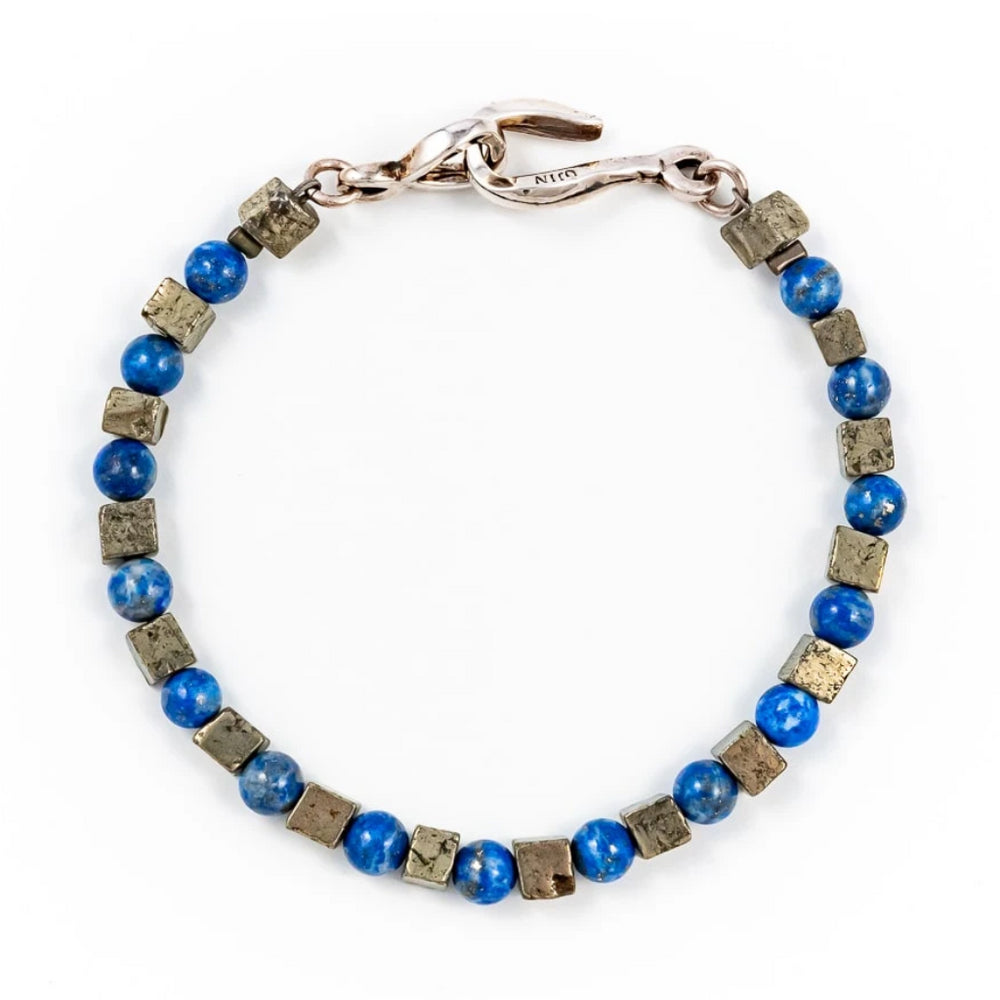 Bracelet pierre fine lapis-lazuli et argent homme ÕJIN by Léo