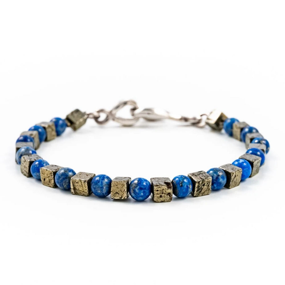 Bracelet créateur Nami en lapis-lazuli et pyrite fermoir argent ÕJIN