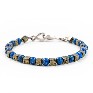 Bracelet créateur Nami en lapis-lazuli et pyrite fermoir argent ÕJIN