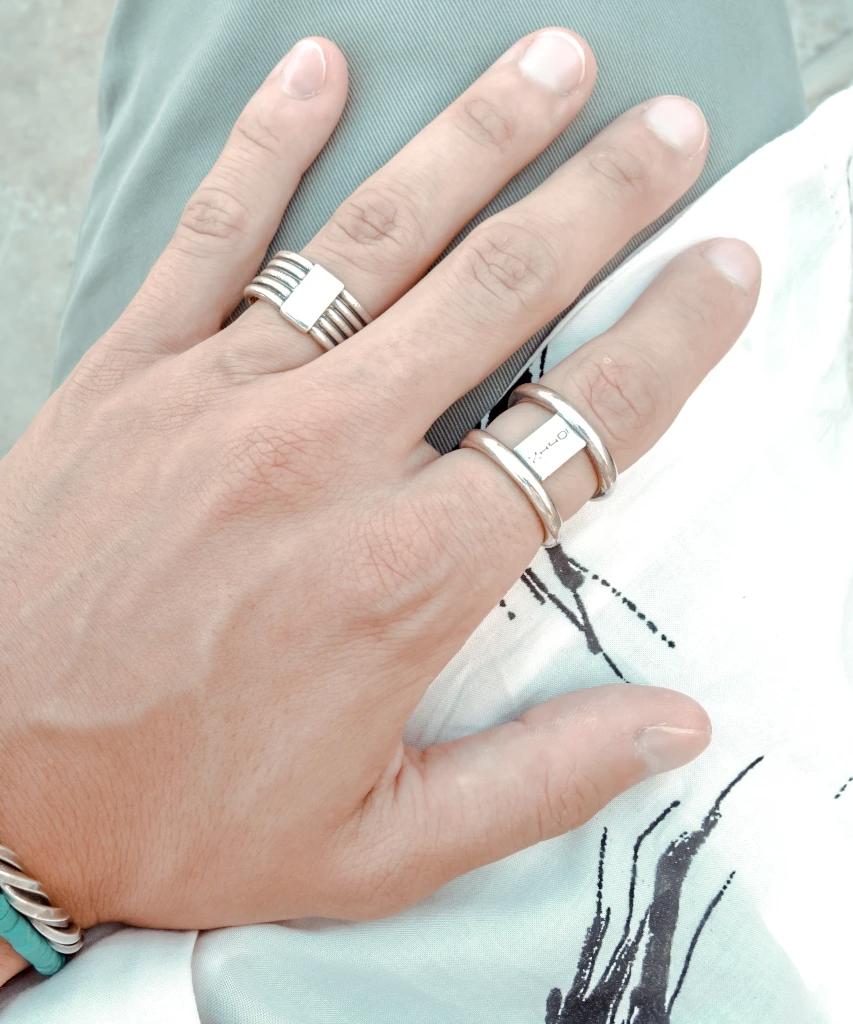 Chevalière homme tendance finition argent gravé ÕJIN by Léo